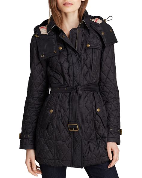 Burberry Brit Finsbridge Long Quilted Coat with Belt 